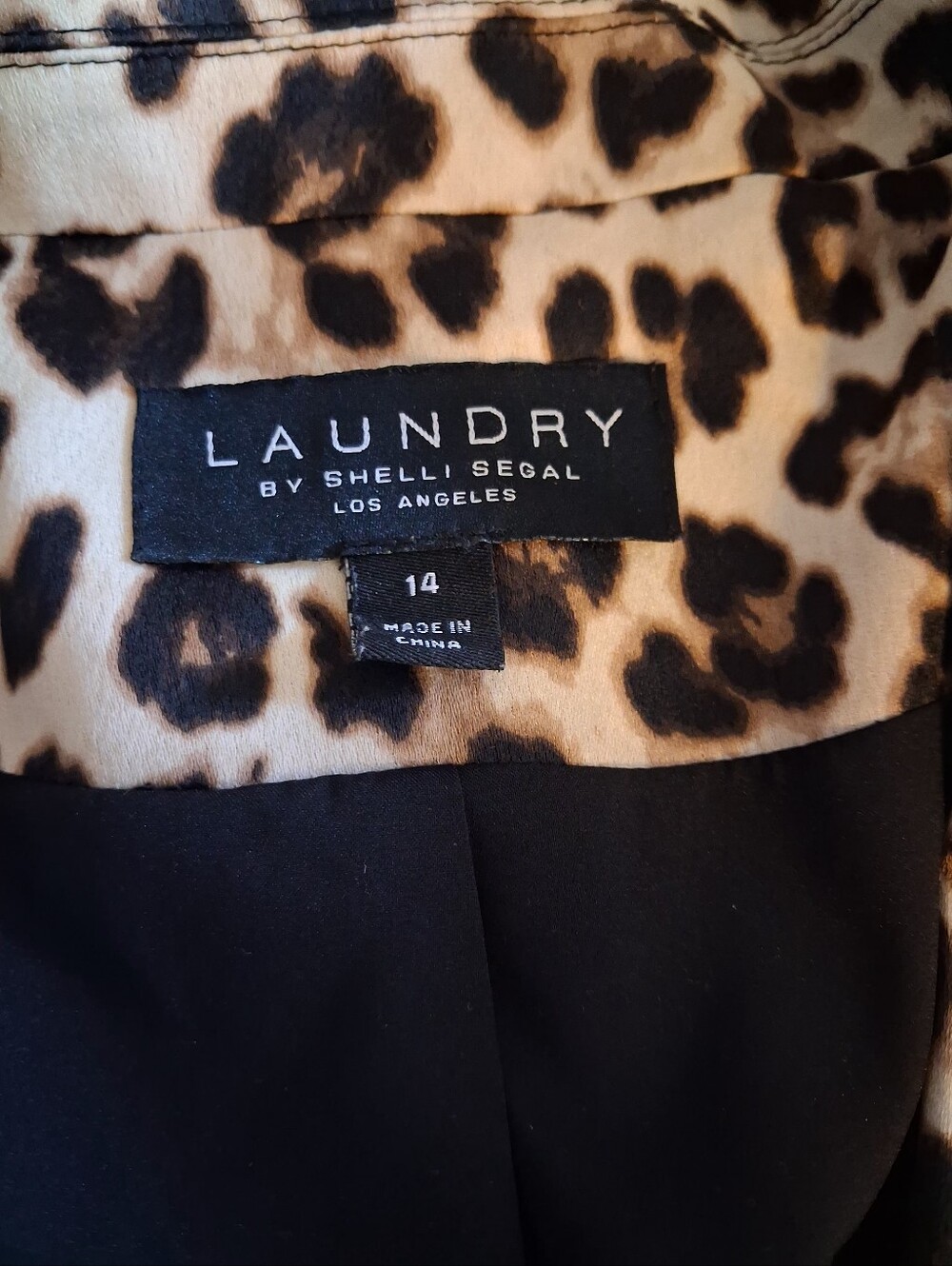Leopard Print Blazer Jacket - Beige & Black Size 14 - Picture 6 of 11